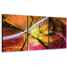 Load image into Gallery viewer, 3D Abstract Canvas Wall Art, Abstract Electric Fractal 3 Piece Canvas Print, Colorful Abstract Canvas Set
