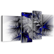 Load image into Gallery viewer, 3D Abstract Canvas Wall Art, Blue Abstract Art Print Canvas Set, Black Fractal Abstract Design 4 Piece Canvas Print
