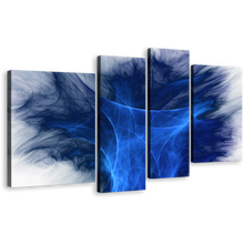 Load image into Gallery viewer, 3D Abstract Canvas Wall Art, Blue Digital Abstract Graphics 4 Piece Canvas, White Modern Abstract Fractal Canvas Print
