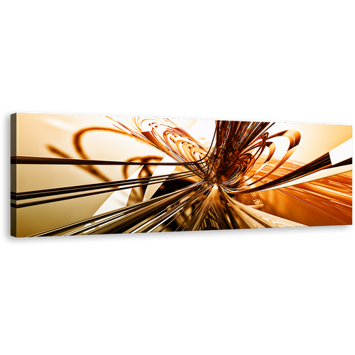 3D Abstract Canvas Wall Art, Copper Convergence Modern Orange Gold Shapes and Lights 1 Piece Canvas Print