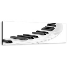 Load image into Gallery viewer, 3D Piano Canvas Wall Art, Black Piano Keyboard Spiral 1 Piece Canvas Print, White Piano Abstract Canvas Artwork
