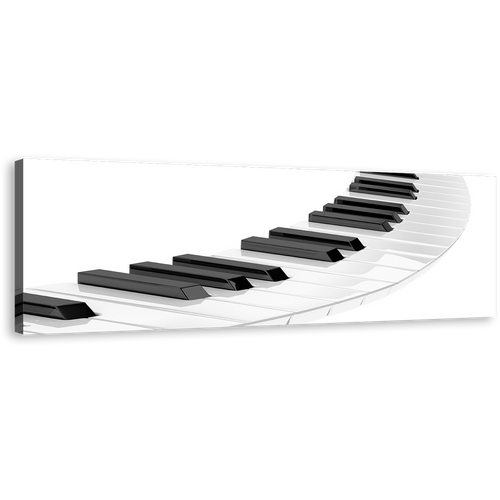 3D Piano Canvas Wall Art, Black Piano Keyboard Spiral 1 Piece Canvas Print, White Piano Abstract Canvas Artwork