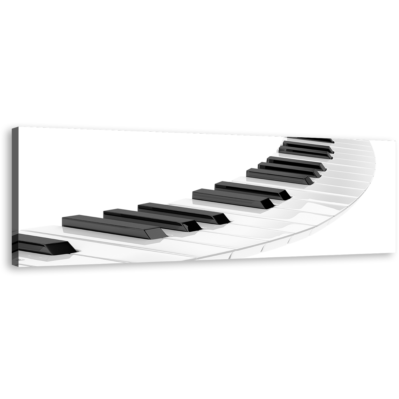 3D Piano Canvas Wall Art, Black Piano Keyboard Spiral 1 Piece Canvas Print, White Piano Abstract Canvas Artwork