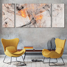 Load image into Gallery viewer, 3 piece canvas with the yellow and grey fractal artistic print For Living Room
