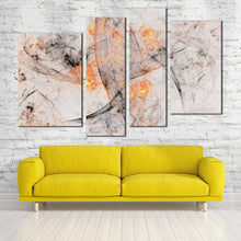 Load image into Gallery viewer, 3d abstract canvas art grey fractal multi canvas yellow artistic above yellow sofa
