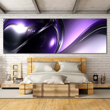 Load image into Gallery viewer, 3d abstract wall art purple modern panoramic beautiful black abstract patterns canvas print in bedroom
