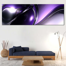 Load image into Gallery viewer, 3d abstract wall art purple modern panoramic beautiful black abstract patterns canvas print in living room
