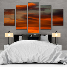 Load image into Gallery viewer, 5 piece sunset abstract canvas print red clouds orange sky wall art set for Bedroom
