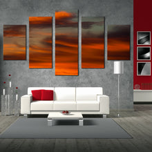 Load image into Gallery viewer, 5 piece sunset abstract canvas print red clouds orange sky wall art set for Living Room
