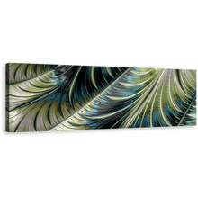 Load image into Gallery viewer, Absract Fractal Canvas Wall Art, Blue Green Abstract Digital Pattern Panoramic Canvas Print, Modern Abstract Wide Canvas
