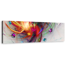 Load image into Gallery viewer, Abstract 3D Canvas Wall Art, Colorful Abstract Glowing Bubbles Panoramic Canvas Print, Abstract Fractal Creativity  Wide Canvas Artwork
