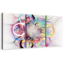 Load image into Gallery viewer, Abstract Bright Canvas Wall Art, Abstract Elements Digital Artwork Canvas Set, Abstract Colorful Circle 3 Piece Canvas Print
