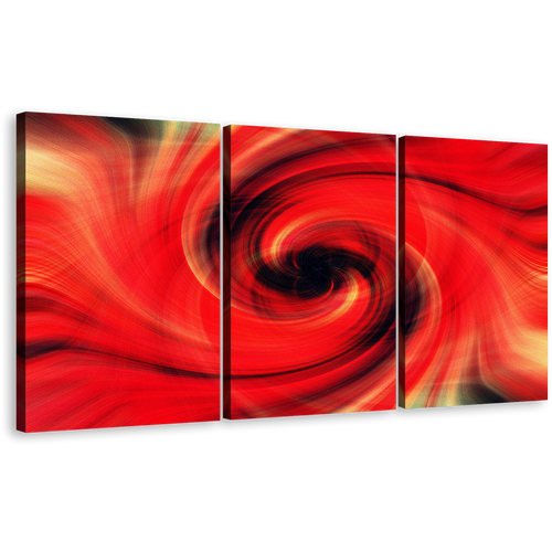 Abstract Chaos Canvas Print, Red Abstract Swirl 3 Piece Canvas Wall Art, Abstract Graphic Modern Digital Art Canvas Set