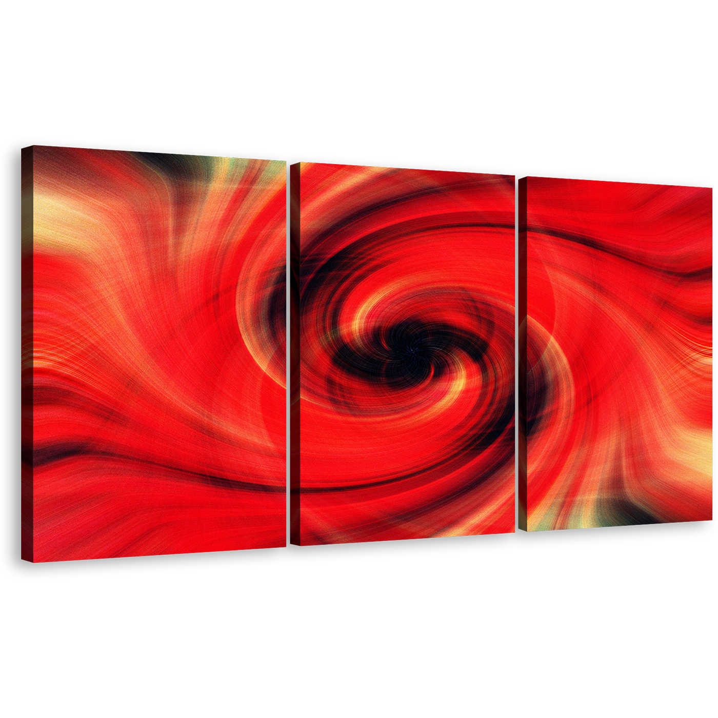 Abstract Chaos Canvas Print, Red Abstract Swirl 3 Piece Canvas Wall Art, Abstract Graphic Modern Digital Art Canvas Set