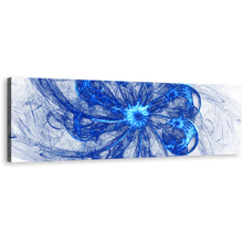 Load image into Gallery viewer, Abstract Circle Canvas Wall Art, Blue Abstract Bright Graphic Panoramic Canvas Print, White Fractal Abstract Digital Artwork
