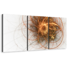 Load image into Gallery viewer, Abstract Circle Canvas Wall Art, Gold Abstract Fractal 3 Piece Canvas Print, White Modern Abstract Canvas Set
