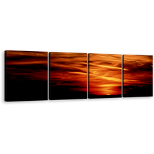 Load image into Gallery viewer, Abstract Clouds Canvas Wall Art, Beautiful Red Orange Sunset Canvas Print, Stormy Evening Dark Clouds 4 Piece Canvas
