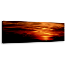 Load image into Gallery viewer, Abstract Clouds Canvas Wall Art, Beautiful Red Orange Sunset Panoramic Canvas, Stormy Evening Dark Clouds 1 Piece Canvas Print
