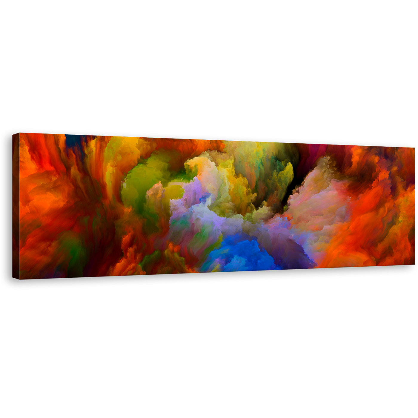 Abstract Composition Canvas Wall Art, Abstract Fractal Panoramic Canvas, Abstract Colorful Clouds Canvas Artwork, Abstract Art Print