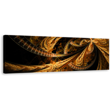 Load image into Gallery viewer, Abstract Design Canvas Wall Art, Brown Deep Abstract Fractal Patterns Panoramic Canvas Print, Black Modern Abstract Wide Canvas
