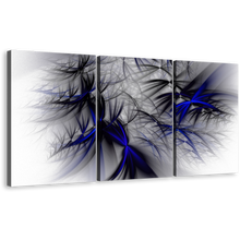 Load image into Gallery viewer, Abstract Design Canvas Wall Art, White Abstract Canvas Set, Black Blue Elegant 3D Abstract fractal 3 Piece Canvas Print
