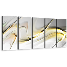 Load image into Gallery viewer, Abstract Digital Canvas Wall Art, Grey Abstract Artwork Print, Yellow Abstract Digital Oil Painting 5 Piece Canvas
