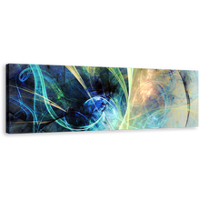 Load image into Gallery viewer, Abstract Electricity Canvas Wall Art, Blue 3D Abstract Fractal Glowing Design Canvas Print, Yellow Abstract Panoramic Canvas Set
