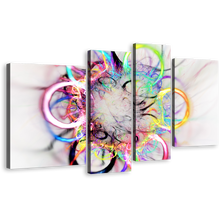 Load image into Gallery viewer, Abstract Elements Canvas Wall Art, Abstract Colorful Circle Canvas Print, Abstract Bright 4 Piece Multiple Canvas
