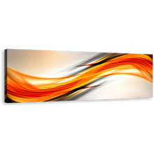 Load image into Gallery viewer, Abstract Ellipse Canvas Wall Art, Orange Red Abstract Digital Painting Panoramic Canvas Artwork, Abstract Wave Design Canvas Print
