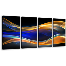 Load image into Gallery viewer, Abstract Energy Canvas Print, Abstract Hd Canvas Set, Blue Dynamic Abstract 4 Piece Canvas Wall Art, Orange Abstract Graphic Pattern Multi Canvas
