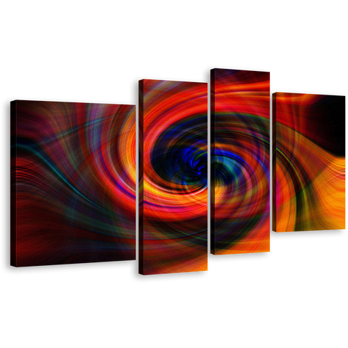 Abstract Energy Canvas Print, Abstract Spin 4 Piece Canvas Wall Art, Colorful Abstract Graphic Modern Art Multiple Canvas