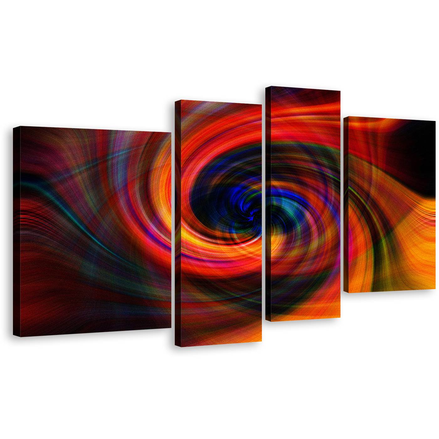 Abstract Energy Canvas Print, Abstract Spin 4 Piece Canvas Wall Art, Colorful Abstract Graphic Modern Art Multiple Canvas