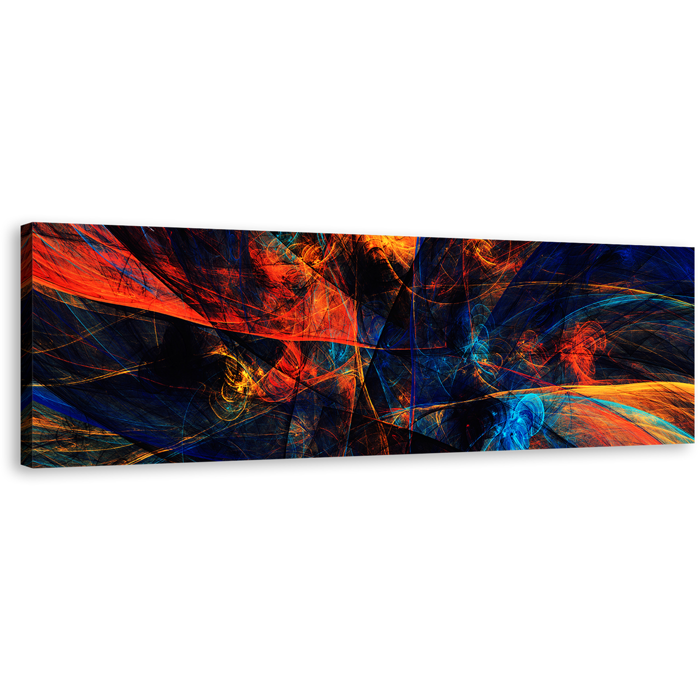 Abstract Energy Canvas Wall Art, Abstract 3D Rendering Panoramic Canvas Artwork, Colorful Abstract Graphic Art Print