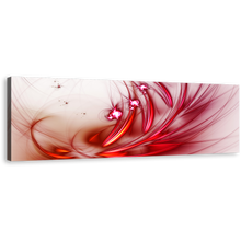 Load image into Gallery viewer, Abstract Flower Canvas Wall Art, Red Fractal Abstract Digital 1 Piece Canvas, White Modern Abstract Wide Canvas
