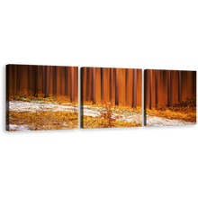 Load image into Gallery viewer, Abstract Forest Canvas Wall Art, Orange Brown Forest Nature 3 Piece Canvas Print, Abstract Trees Triptych Multiple Canvas
