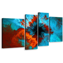 Load image into Gallery viewer, Abstract Fractal Canvas Print, Blue Abstract Underwater Multiple Canvas, Brown Artistic Abstract 4 Piece Canvas Wall Art
