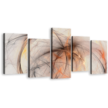 Load image into Gallery viewer, Abstract Fractal Canvas Print, White Elegant Abstract 5 Piece Canvas Wall Art, Orange Modern Abstract Canvas Set
