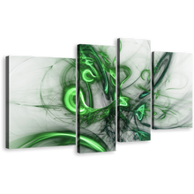 Load image into Gallery viewer, Abstract Fractal Canvas Print, White Green Bright Abstract Patterns 4 Piece Canvas Wall Art, Modern Abstract Canvas Set
