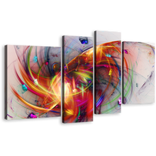 Load image into Gallery viewer, Abstract Fractal Canvas Wall Art, Abstract 3D Canvas Print, Colorful Abstract Glowing Bubbles 4 Piece Canvas Set
