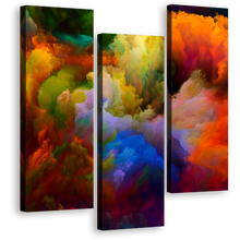 Load image into Gallery viewer, Abstract Fractal Canvas Wall Art, Abstract Composition 3 Piece Canvas Print, Abstract Colorful Clouds Triptych Canvas Set
