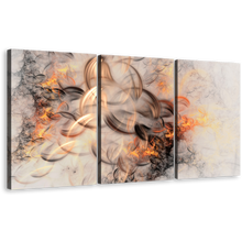 Load image into Gallery viewer, Abstract Fractal Canvas Wall Art, Beautiful Orange Modern Abstract Canvas Print, White Abstract Elegant Illustration 3 Piece Canvas
