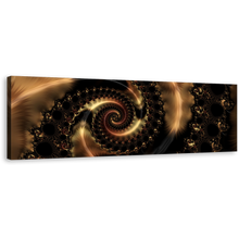 Load image into Gallery viewer, Abstract Fractal Canvas Wall Art, Black Abstract Infinity Swirl Panoramic Canvas Artwork, Brown Abstract Art Print
