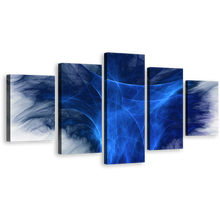 Load image into Gallery viewer, Abstract Fractal Canvas Wall Art, Blue Abstract Digital Artwork Multi Canvas, 3D Bright Abstract Graphics 5 Piece Canvas Print
