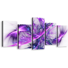 Load image into Gallery viewer, Abstract Fractal Canvas Wall Art, Blue Elegant Abstract Glow 5 Piece Canvas, Purple 3D Modern Abstract  Canvas Print
