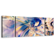 Load image into Gallery viewer, Abstract Fractal Canvas Wall Art, Blue White Bright Abstract 3 Piece Multiple Canvas, Abstraction Art Print, Abstract Pour Paint Canvas Set
