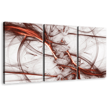 Load image into Gallery viewer, Abstract Fractal Canvas Wall Art, Brown Modern Abstract Canvas Set, Contemporary White Abstract 3 Piece Canvas Print
