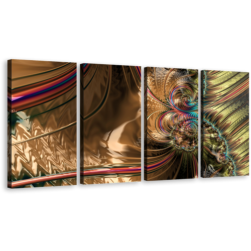 Abstract Fractal Canvas Wall Art, Colorful Abstract Patterns 4 Piece Canvas Set, Digital Abstract Art Print