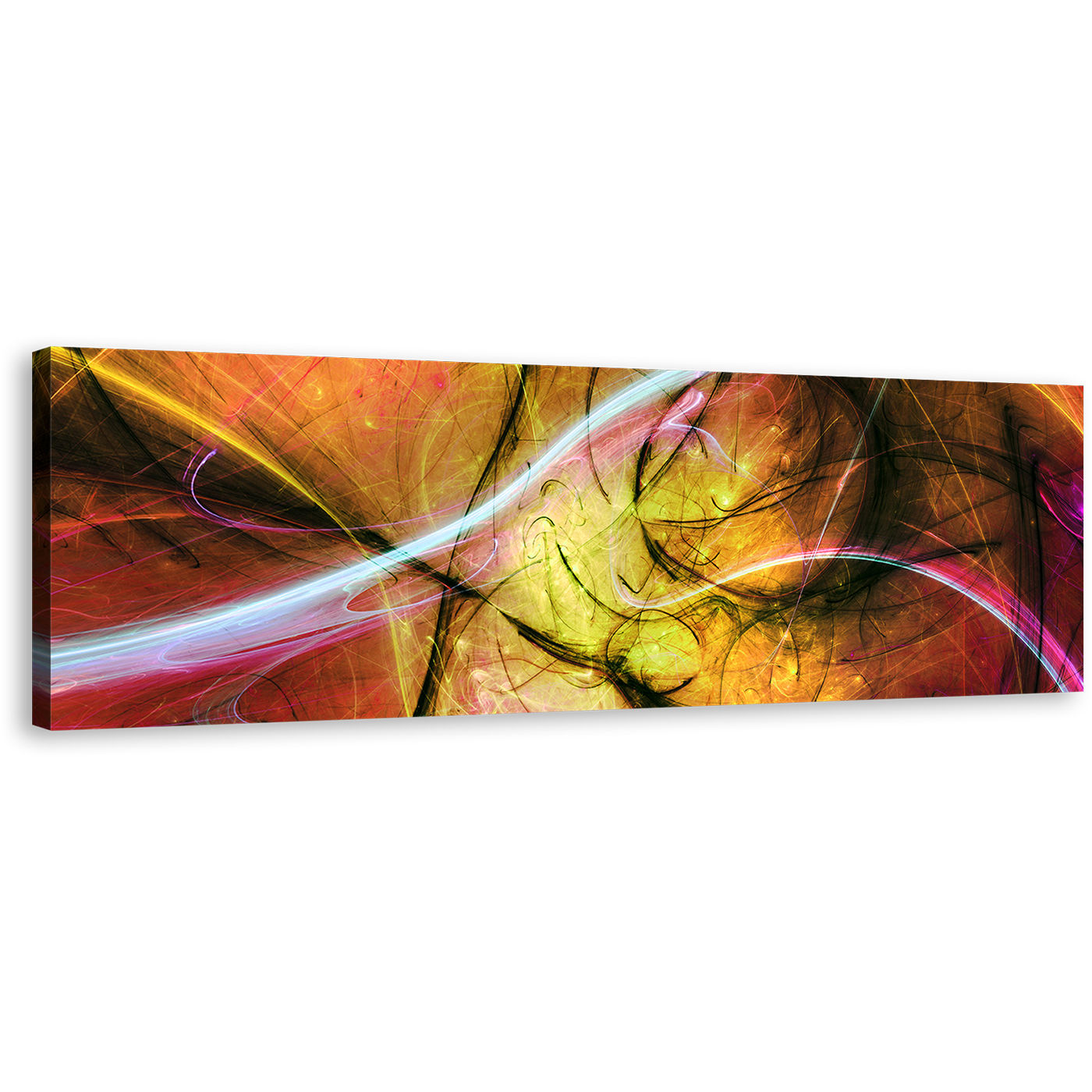 Abstract Fractal Canvas Wall Art, Colorful Abstract Wide Canvas, 3D Abstract Digital Artwork 1 Piece Canvas Print