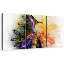 Load image into Gallery viewer, Abstract Fractal Canvas Wall Art, Colorful Bright Abstract 3 Piece Canvas Print, Abstract Graphic Lines Triptych Multiple Canvas
