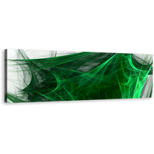 Load image into Gallery viewer, Abstract Fractal Canvas Wall Art, Green Abstract Digital Artwork Panoramic Canvas Print, Black Elegant Abstract Fractal Canvas Artwork
